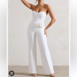 Club L London White Strapless Jumpsuit